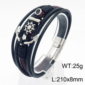 Dettaglio bracciale nautico intrecciato da uomo con ciondolo ancora e chiusura magnetica