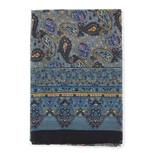Detail of bohemian paisley print on soft voile fabric with intricate floral patterns