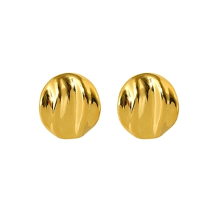 Golden vertical wavy texture 316L stainless steel stud earrings for women