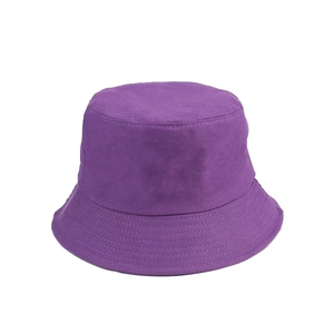Detail view of purple cotton bucket hat with durable double-stitched sewing lines