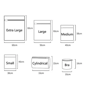 Mesh laundry bags in various sizes with zippers for protective washing machine use