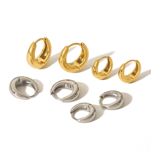 Polished 18k gold and silver chunky U-shaped hoop earrings in two versatile sizes