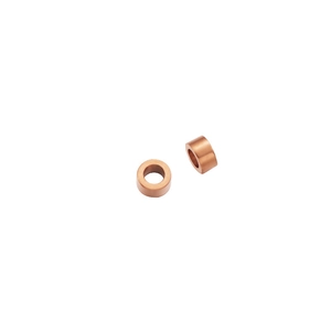 Close-up of polished rose gold stainless steel spacer beads for DIY jewelry making