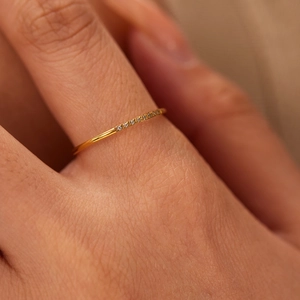 Minimalist French Design Ring Stainless Steel 18K Gold Plated Micro Pave Zircon Geometric Finger Jewelry For Women
