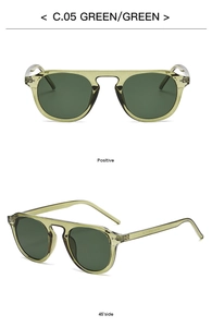 Detail view of semi-transparent green aviator sunglasses with reinforced top bar