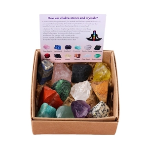 Natural Crystal Raw Stones Collection Healing Chakra Gemstones Yoga Meditation Home Decor With Storage Pouch And Gift Box