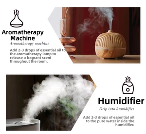 Comparison showing wooden aroma diffuser design and powerful white humidifier mist spray