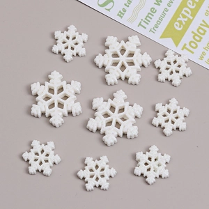 White Snowflake Resin Charms Glitter Mini Flatback Christmas DIY Crafts Accessories For Phone Case Hair Clips