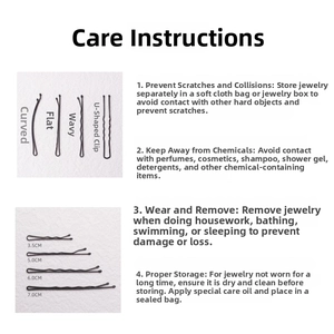 Detailed chart showing black metal bobby pins in four styles and lengths from 3.5cm to 7cm