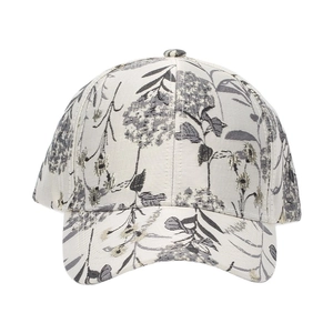 Beige floral print baseball cap with vintage jacquard pattern for women sun protection