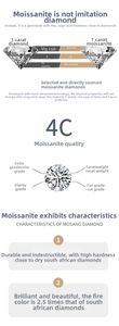 Moissanite 4C grading comparison chart showing color clarity and 1 carat diamond specifications