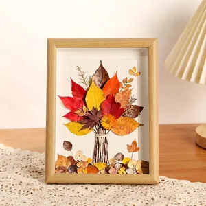 Wooden Photo Frame Dried Leaf Specimen Display Box 3D Hollow Handmade Natural Plant Art Wall Hanging Desktop Ornament