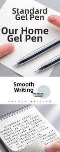 Detail showing smooth writing performance of a black 0.5mm needle tip gel pen on paper