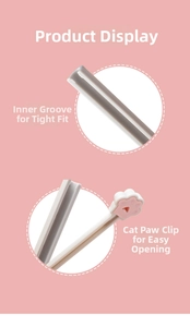 Close-up of cat paw sealing clip showing secure internal grooves and tight closure
