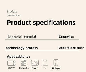 Ceramic tableware specifications showing underglaze craft and microwave safe usage