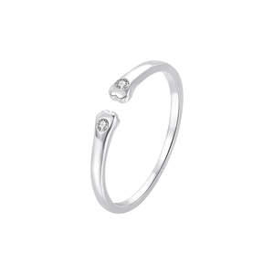 Minimalist S925 silver cat paw hug ring with sparkling diamonds and adjustable open band
