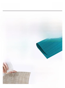 Détails de sets de table en PVC tissé résistants à la chaleur en diverses couleurs
