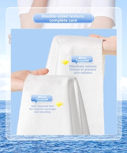 Detail of disposable face towel with pearl and plain textures for facial cleansing