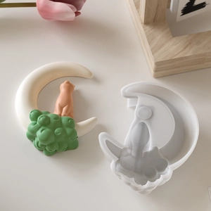 DIY moon cat resin silicone mold for star cloud plaster pendant and home wall decor