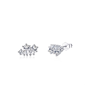 Boucles d'oreilles minimalistes en argent S925 avec trois zircons en forme de poire