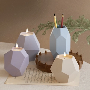 Hexagonal silicone mold set for geometric candle cups and succulent flower pots