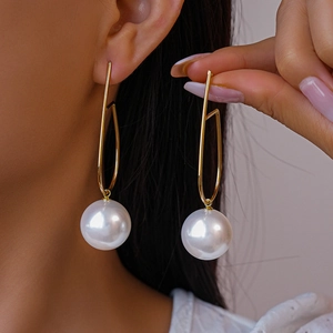 Orecchini Pendenti Geometrici Con Perla Artificial Imitazione E Perno In Argento Sterling 925 Per Donna Gioielli Retro Eleganti
