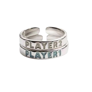 Luminous PLAYER stainless steel couples rings with adjustable open band for men and women