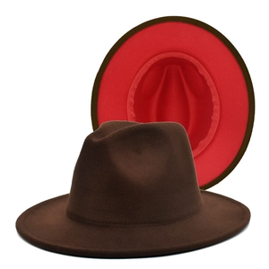 Two-Tone Fedora Hat Wide Brim Woolen Felt Jazz Style Vintage Contrast Color Fashion Unisex Classic Winter Sun Hat