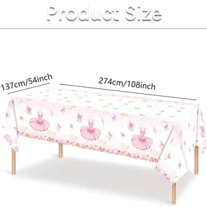 Pink ballerina swan themed rectangular party tablecloth for girl birthday decor