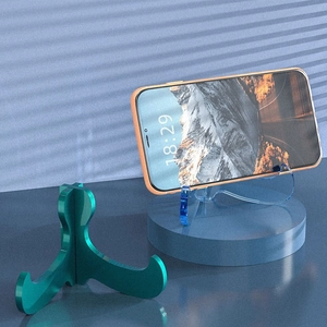 Foldable resin phone stand and display holder with transparent tripod design