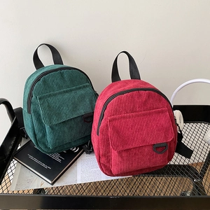 Mini Backpack Corduroy Solid Color Small Retro Casual Fashion Rucksack For Women Students Travel