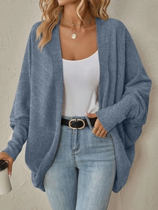 Cardigan In Maglia Da Donna Oversize Maniche A Pipistrello Lunghe Aperto Davanti Texture A Costine Maglione Casual