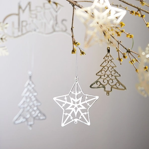 Golden and silver metal hollow snowflake ornaments for Christmas tree decor