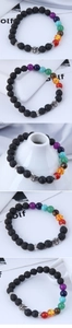 Detailed view of the multi-element beaded bracelet with volcanic stone and owl charm