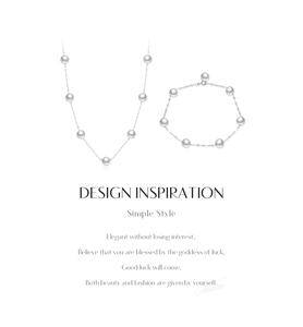 Detailed view of elegant S925 sterling silver necklace and bracelet with white pearls