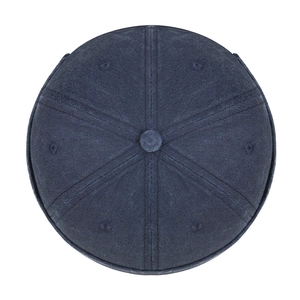 Classic navy blue denim docker cap with a minimalist six-panel stitch design