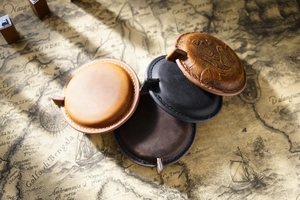 Handcrafted crazy horse leather mini tape measure in various vintage colors and textures