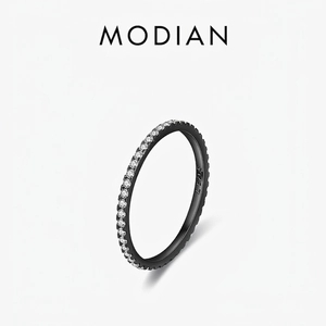 925 Sterling Silver Eternity Ring Black Gold Plated Cubic Zirconia Thin Band Stackable Minimalist For Women