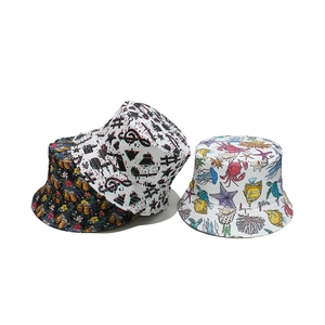 Fashion Printed Bucket Hat Polyester Sun Protection Outdoor Travel Sea Life Musical Notes Beer Patterns Novelty