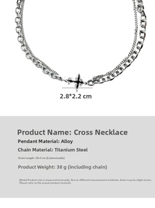 Detailed specs of titanium steel cross necklace with cuban chain and star pendant