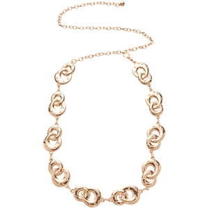 Rose gold interlocking circle waist chain with sparkling rhinestones for women