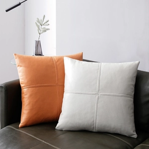 Waterproof Faux Leather Throw Pillow Cover Cross Stitch Cushion Case For Sofa Couch Modern Nordic Luxury Home Decor
