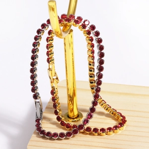 Adjustable crystal tennis bracelets with red zircon stones in gold and silver finish
