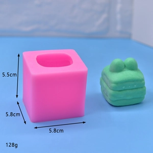 Pink silicone mold for bear puff and bunny shapes with size 5.5cm and 5.8cm specs