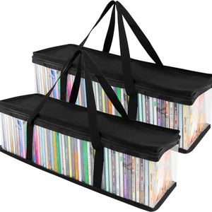 CD Storage Bag Large Capacity PVC Transparent DVD Media Organizer Portable Waterproof Carrying Case With Handles