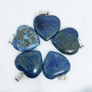 Lapis Lazuli Herzanhänger Kristalle in Tiefblau mit Metallöse im 5er-Set