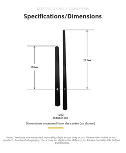 Detail view of model 1022 black metal clock hands measuring 155mm and 213mm
