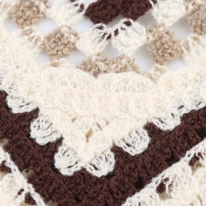 Handmade crochet knit vest with hollow patterns in brown and beige tones for women