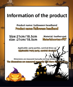 Halloween headband size specifications 21cm by 18.5cm made of leather and PET materials