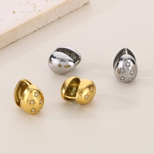 Chic 18K gold and silver plated star earrings with inlaid cubic zirconia crystals